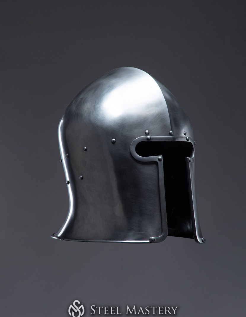 Barbute Helm with narrow T-opening - 1460 year photo made by Steel-mastery.com