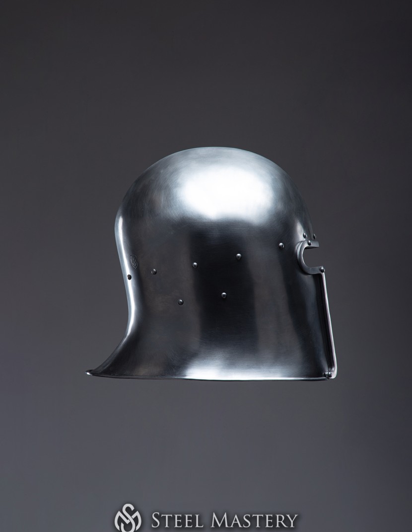 Barbute Helm with narrow T-opening - 1460 year photo made by Steel-mastery.com
