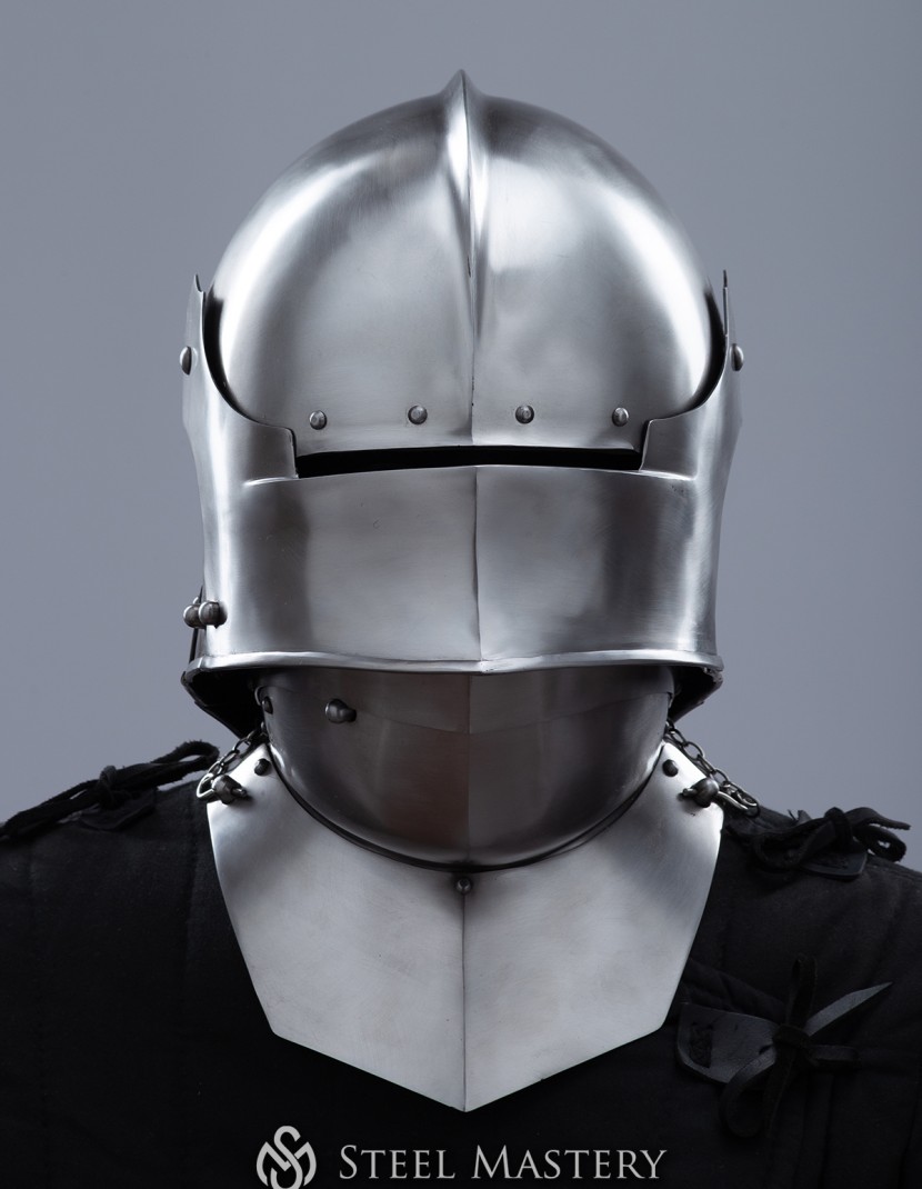 Visored french sallet with bevor - 15th century photo made by Steel-mastery.com