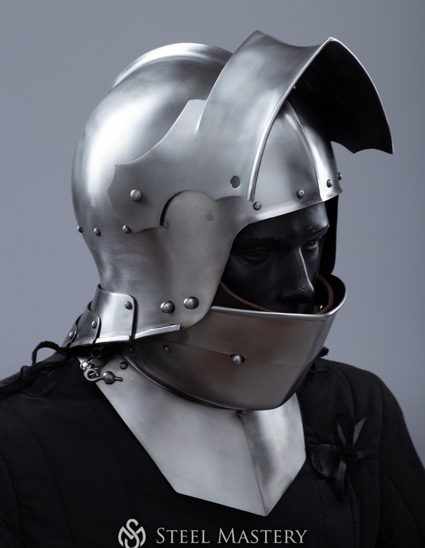 Visored french sallet with bevor - 15th century photo made by Steel-mastery.com