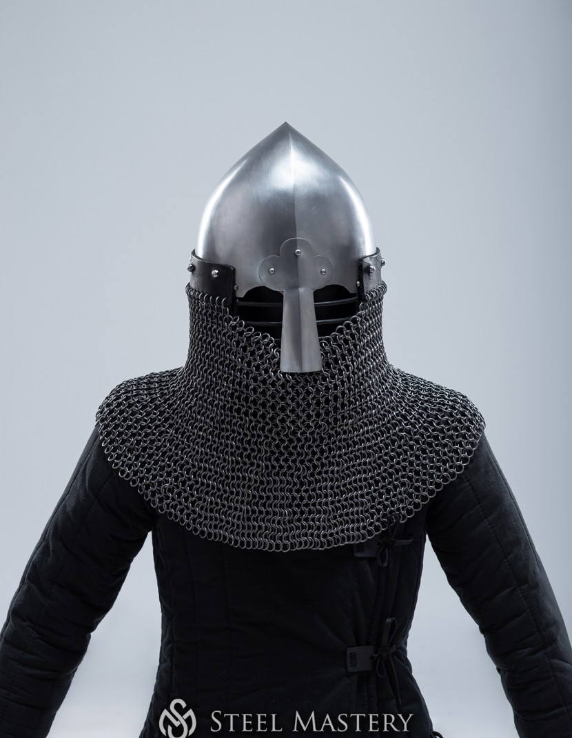 Norman helmet with face and neck protection photo made by Steel-mastery.com