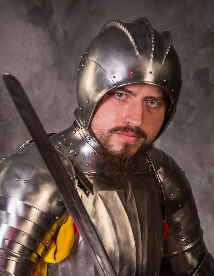 OPEN-FACED LANDSKNEHT BURGONET HELMET photo made by Steel-mastery.com