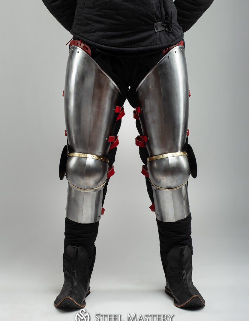 Plate legs of the XIV-XV centuries, a part of Churburg style armor photo made by Steel-mastery.com