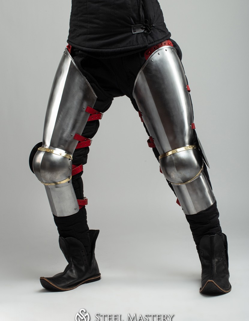 Plate legs of the XIV-XV centuries, a part of Churburg style armor photo made by Steel-mastery.com