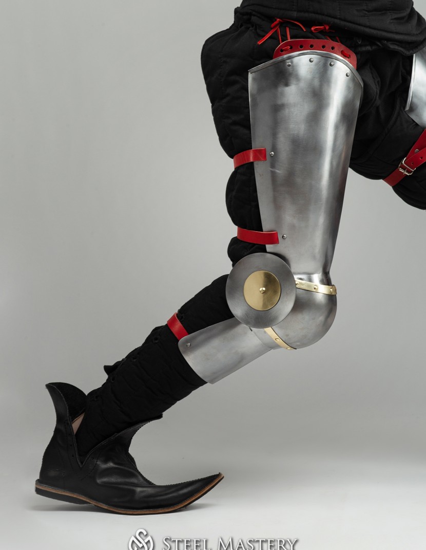 Plate legs of the XIV-XV centuries, a part of Churburg style armor photo made by Steel-mastery.com
