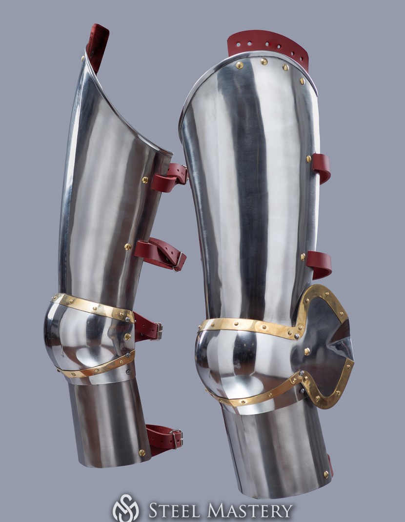 Plate legs of the XIV-XV centuries, a part of Churburg style armor photo made by Steel-mastery.com