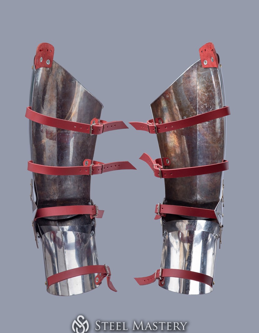 Plate legs of the XIV-XV centuries, a part of Churburg style armor photo made by Steel-mastery.com