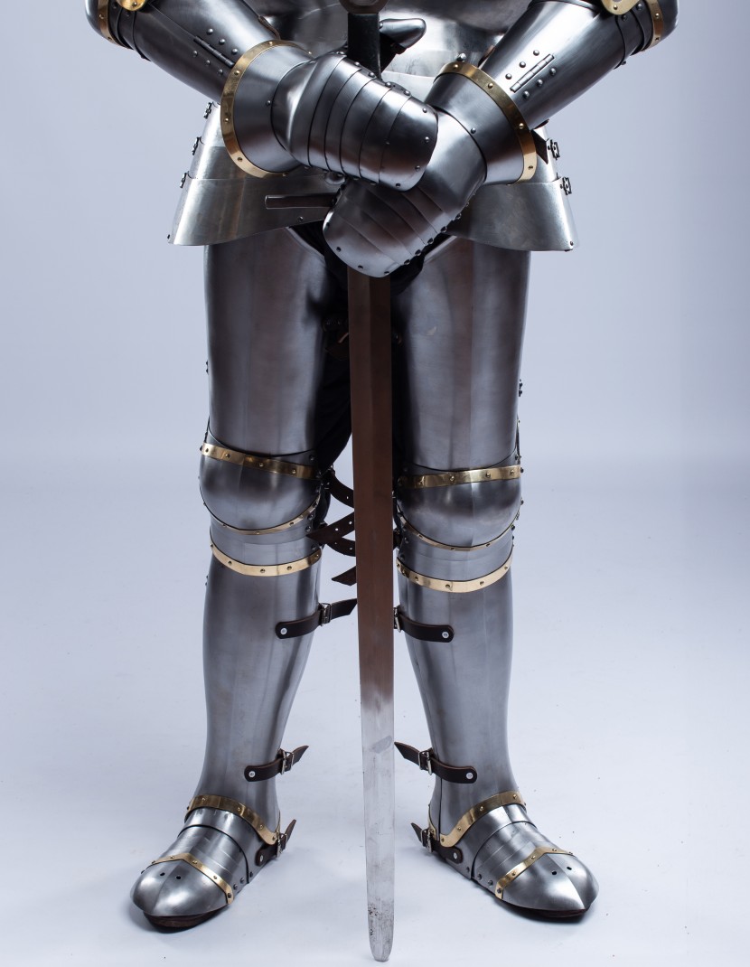 Plate legs armor in style of Churburg 14th-15th c.  photo made by Steel-mastery.com