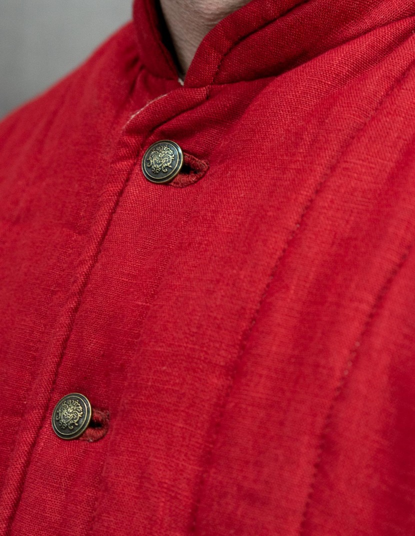 Wine red and natural medieval style jacket photo made by Steel-mastery.com
