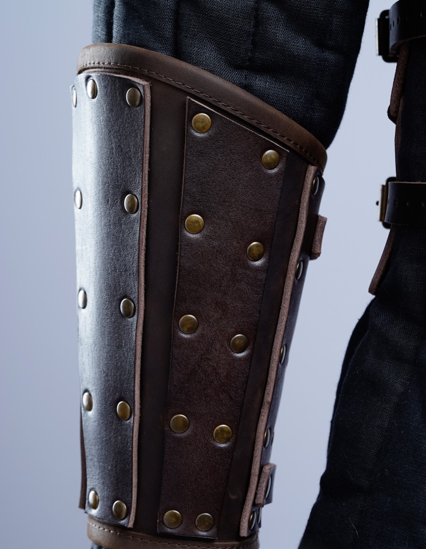 Leather brigandine bracers photo made by Steel-mastery.com