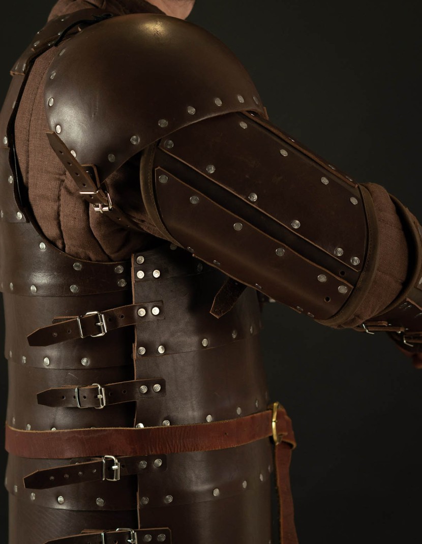 Leather brigandine protection of upper part of arm photo made by Steel-mastery.com