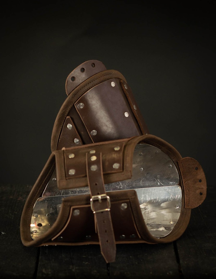 Leather brigandine protection of upper part of arm photo made by Steel-mastery.com