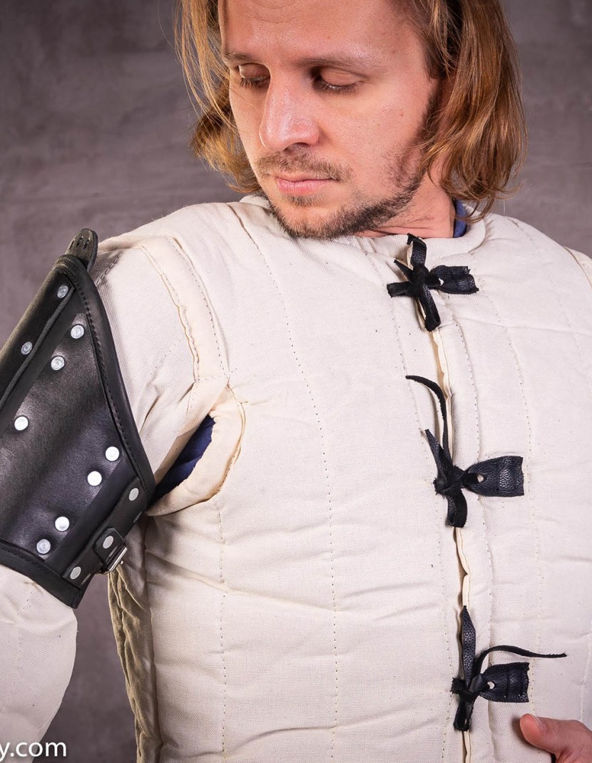 Leather brigandine protection of upper part of arm photo made by Steel-mastery.com