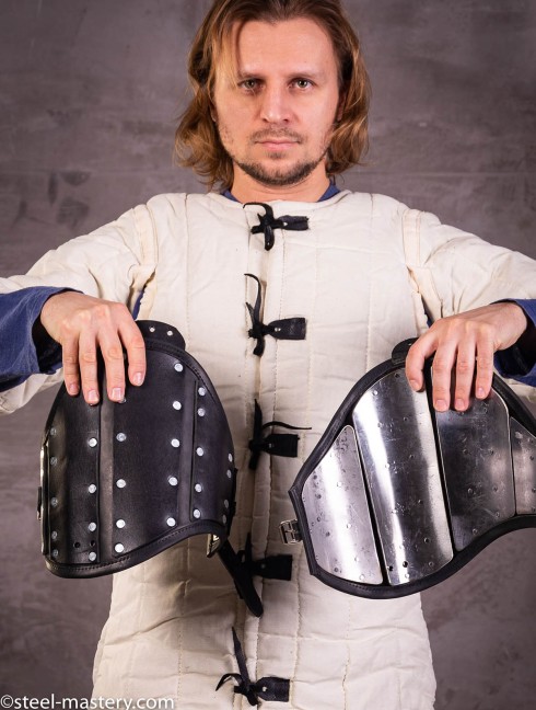 Leather brigandine protection of upper part of arm