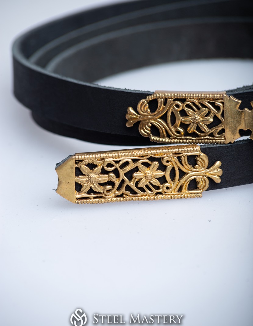 Germanic medieval belt set 14-15 cent. black photo made by Steel-mastery.com