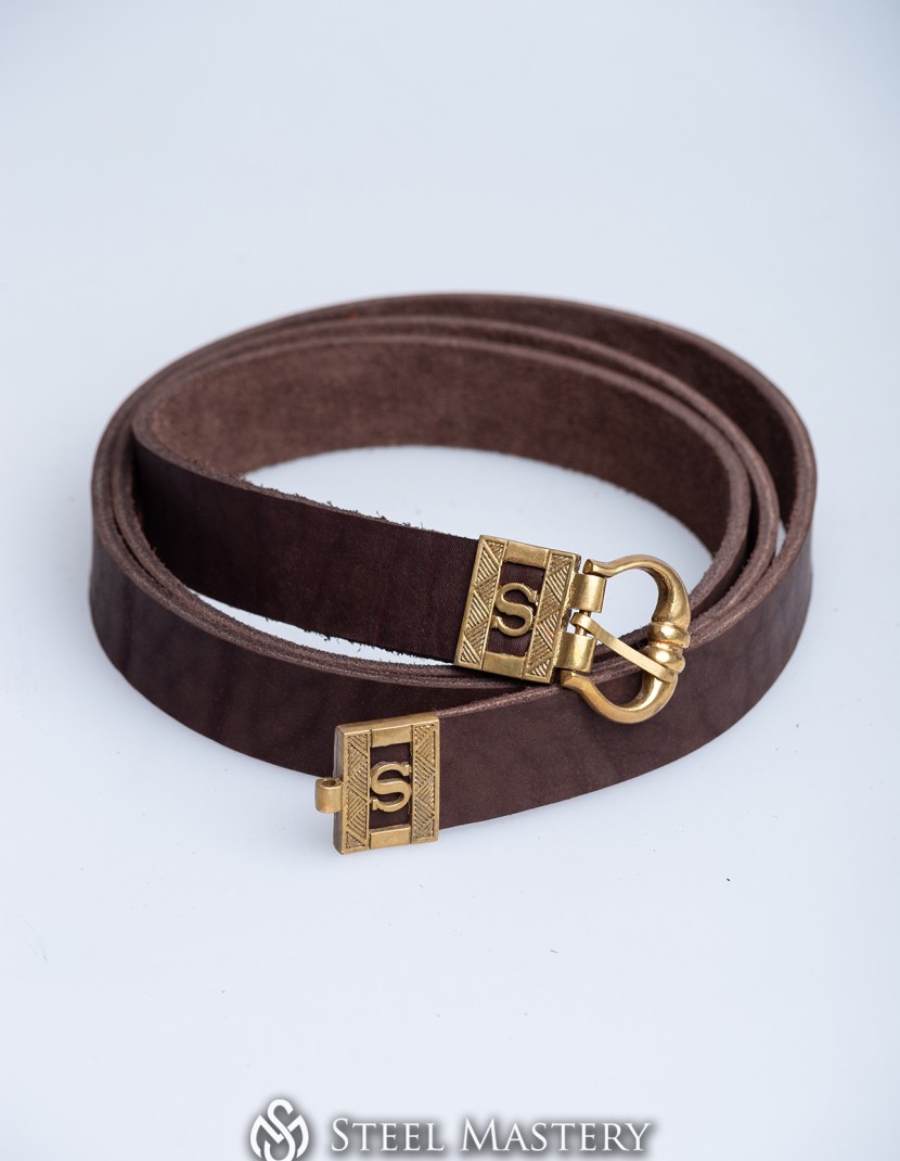 "S" Medieval belt, brown photo made by Steel-mastery.com