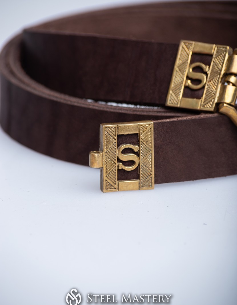 "S" Medieval belt, brown photo made by Steel-mastery.com