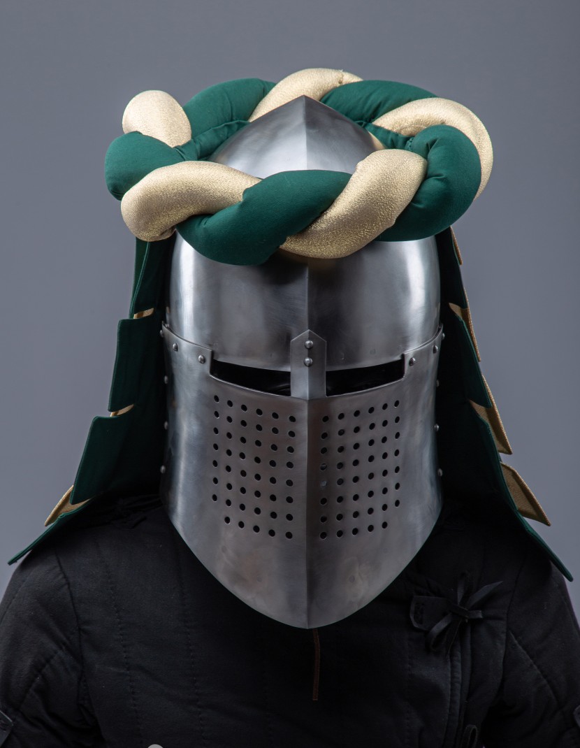 Medieval helmet wreath, Bourrelet decoration for helmet photo made by Steel-mastery.com