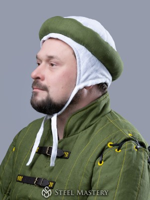 Gorro medieval de armar con rollo acolchado (estilo orle)