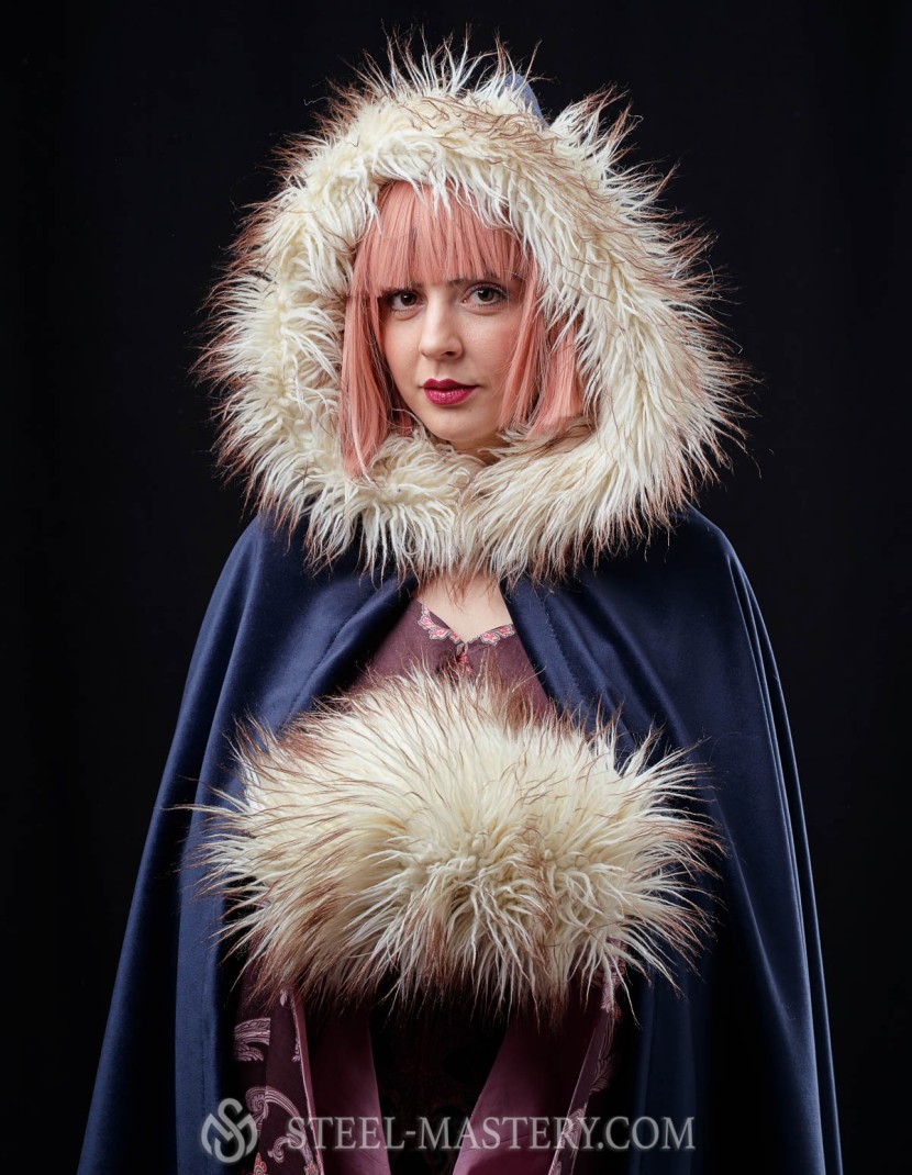 Medieval hooded cloak with fur  photo made by Steel-mastery.com