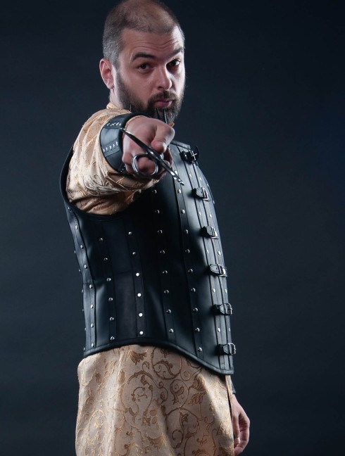 Leather vest and bracers in Renaissance style
