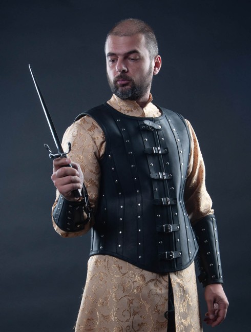 Leather vest and bracers in Renaissance style