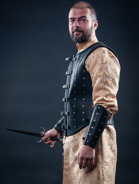 Leather vest and bracers in Renaissance style