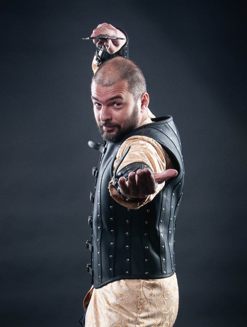 Leather vest and bracers in Renaissance style