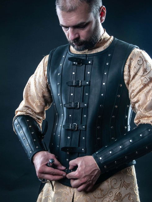 Leather vest and bracers in Renaissance style