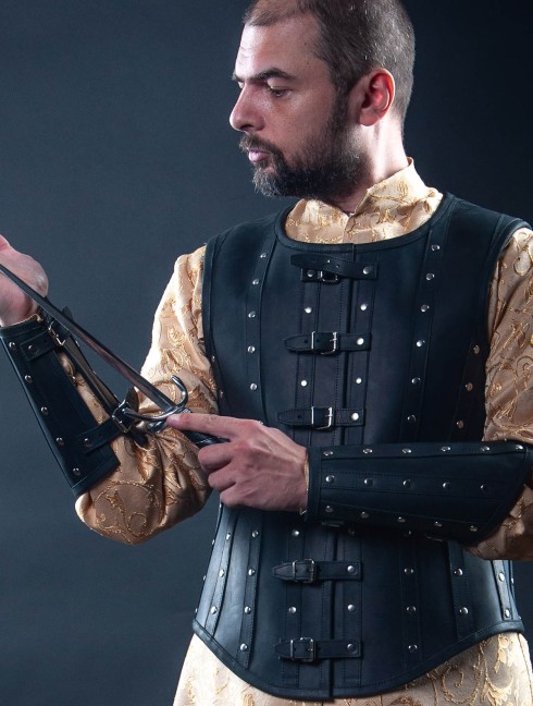 Leather vest and bracers in Renaissance style