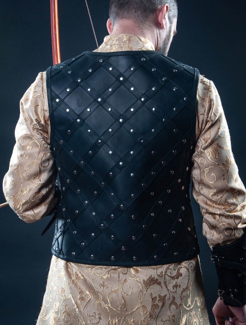 Leather vest and bracers with diamond pattern