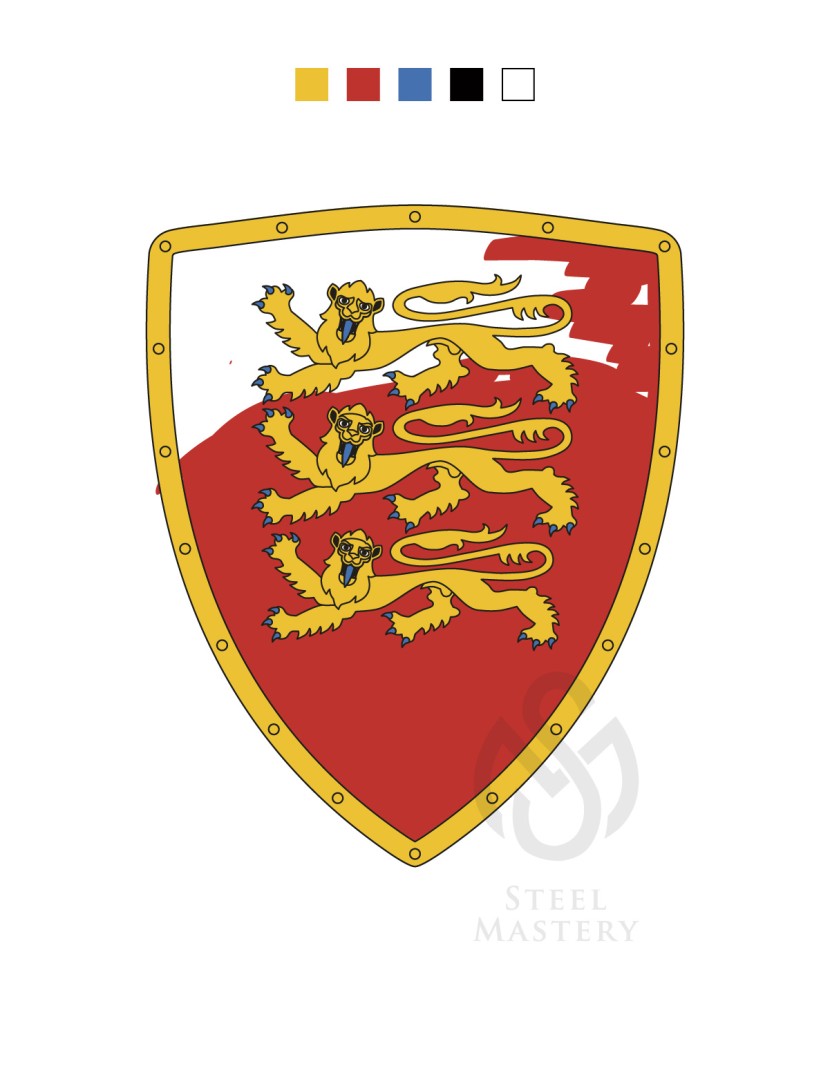 DIY Shield Coloring, Richard I the Lionheart Coat of arms, type 3 photo made by Steel-mastery.com