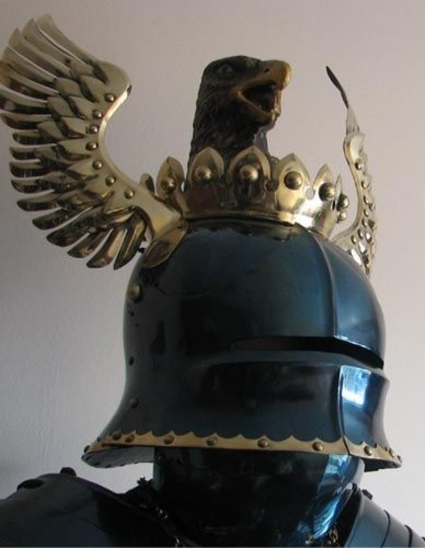 Blued winged sallet with eagle head photo made by Steel-mastery.com