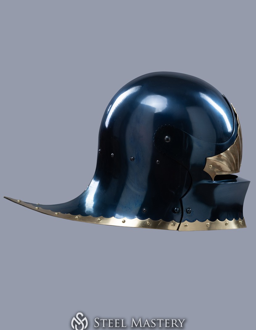 Sallet with brass leaves photo made by Steel-mastery.com