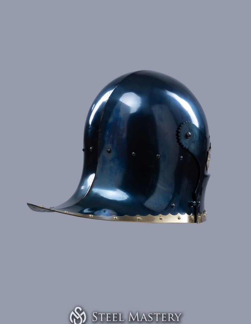 Sallet with brass leaves photo made by Steel-mastery.com