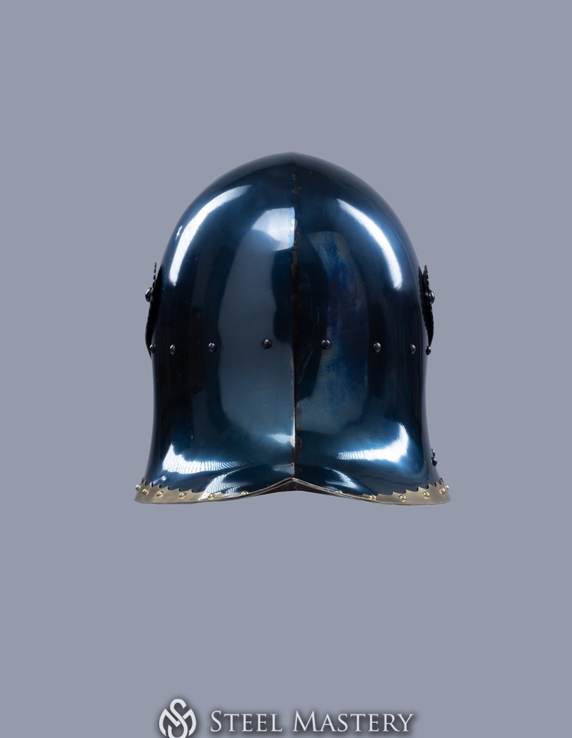 Sallet with brass leaves photo made by Steel-mastery.com