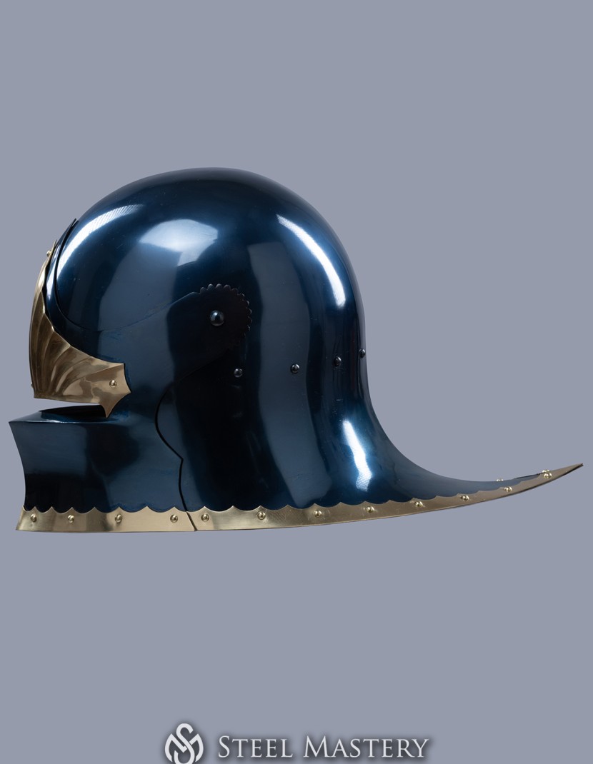 Sallet with brass leaves photo made by Steel-mastery.com