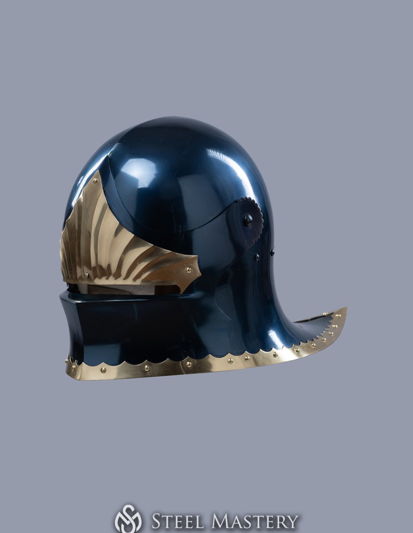 Sallet with brass leaves photo made by Steel-mastery.com