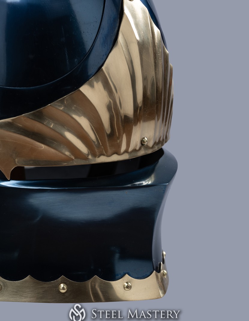 Sallet with brass leaves photo made by Steel-mastery.com