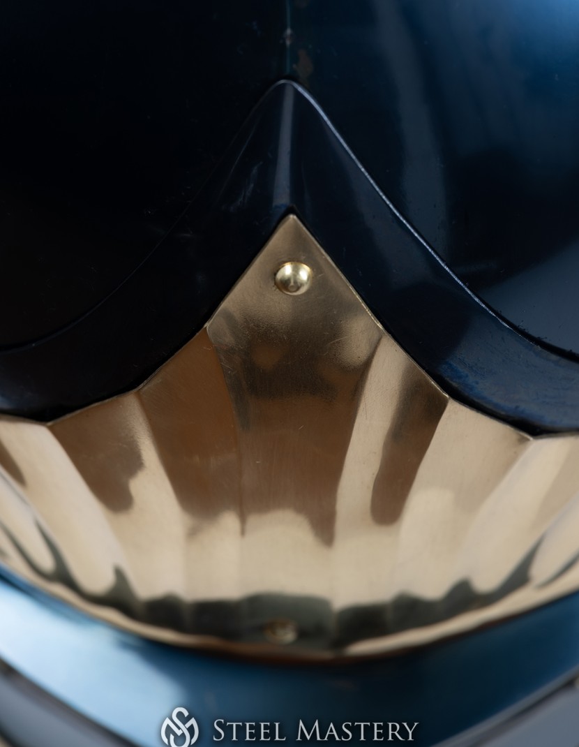Sallet with brass leaves photo made by Steel-mastery.com