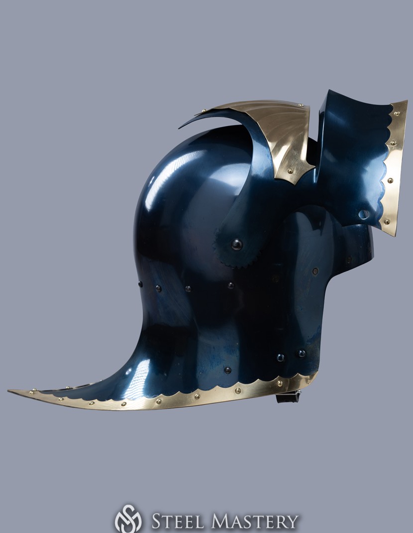 Sallet with brass leaves photo made by Steel-mastery.com