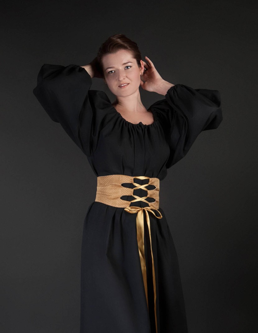 Medieval gown with wide fabric belt photo made by Steel-mastery.com