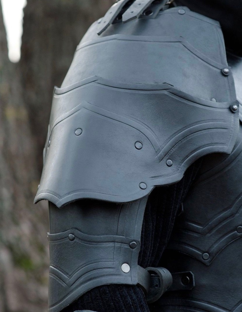 Leather spaulders, part of full LARP-armour photo made by Steel-mastery.com