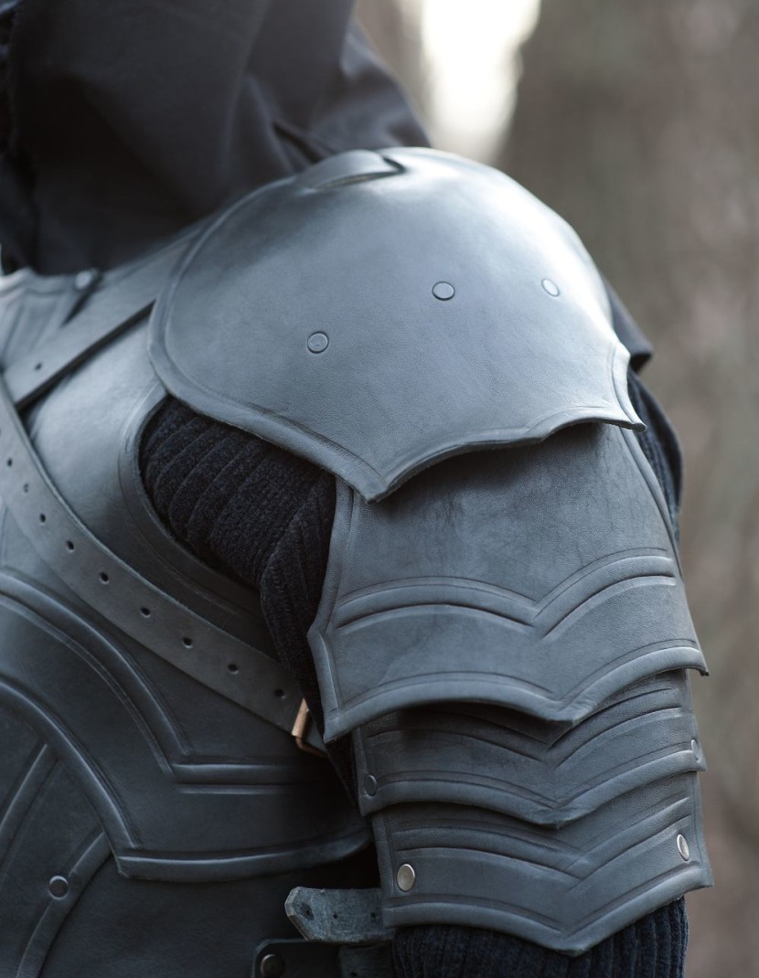 Leather spaulders, part of full LARP-armour photo made by Steel-mastery.com