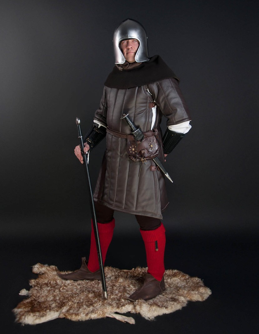 LEATHER GAMBESON JACKET photo made by Steel-mastery.com