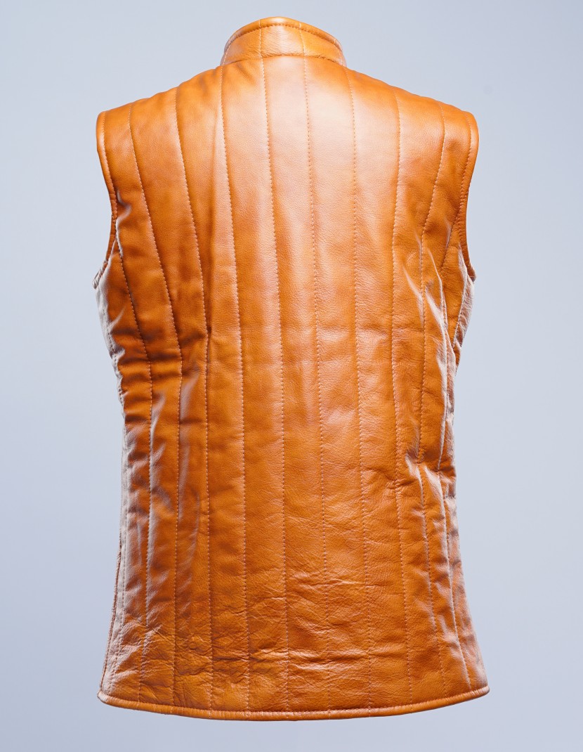 Leather sleeveless gambeson photo made by Steel-mastery.com