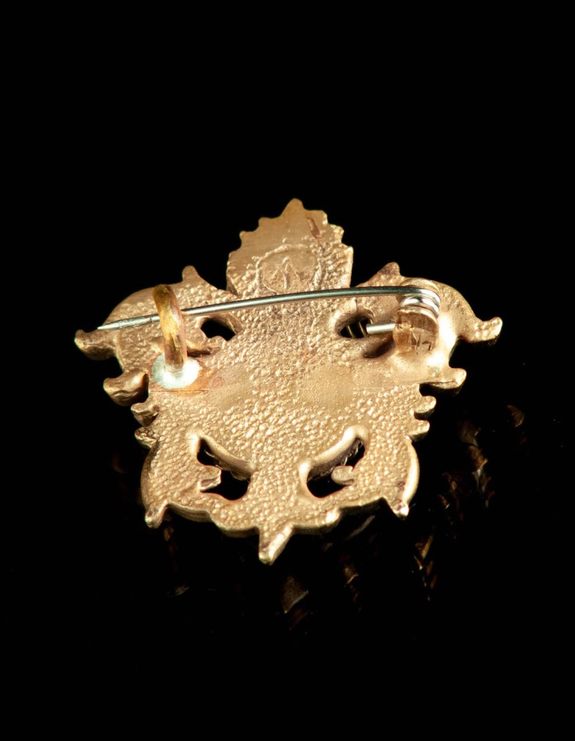 Medieval bronze brooch with blue cabochon, XV century photo made by Steel-mastery.com