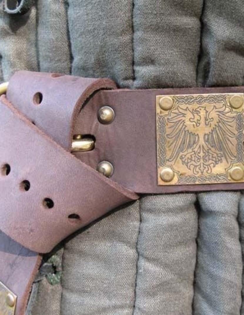 Leather belt with brass plates a photo made by Steel-mastery.com