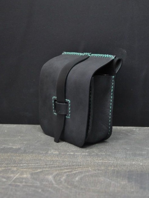 Black leather belt bag