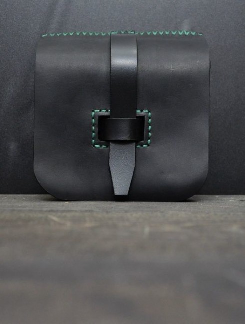 Black leather belt bag